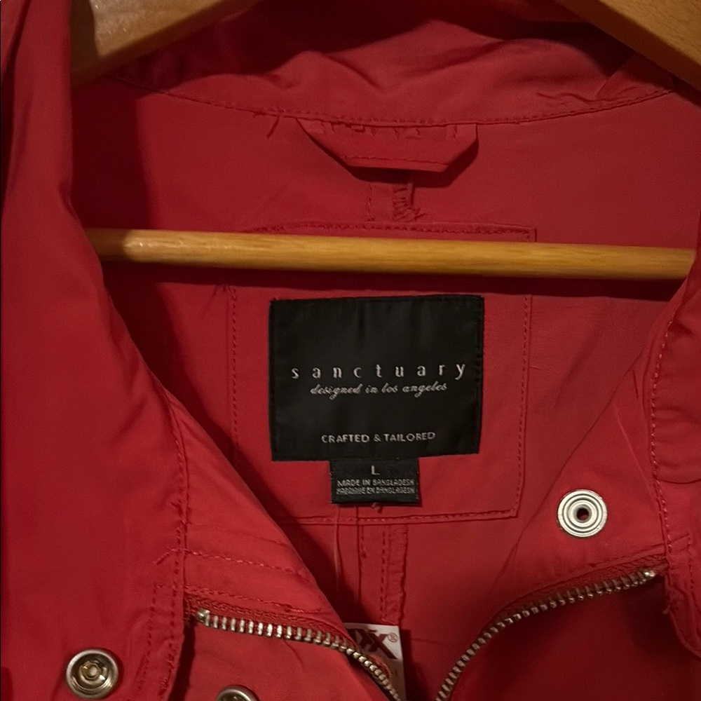 NWT Red Utility Jacket with Relaxed Fit and Collared Neckline - Picture 2 of 4